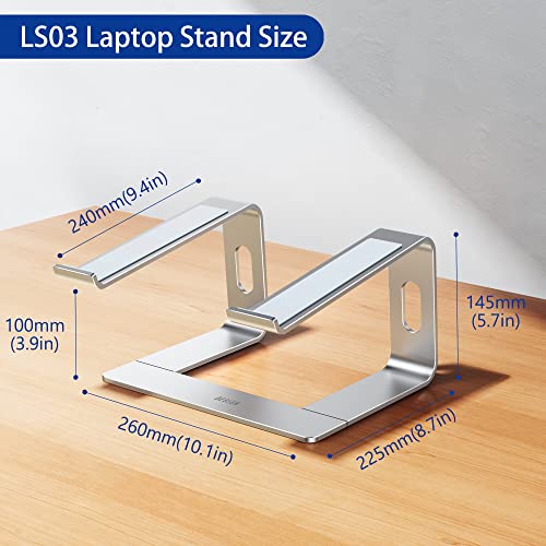 BESIGN LS03 Aluminum Laptop Stand, Ergonomic Detachable Computer Stand, Riser Holder Notebook Stand Compatible with Air, Pro, Dell, HP, Lenovo More 10-15.6" Laptops, Black