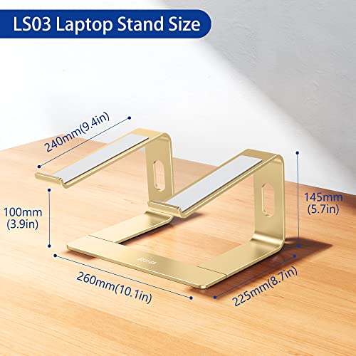 BESIGN LS03 Aluminum Laptop Stand, Ergonomic Detachable Computer Stand, Riser Holder Notebook Stand Compatible with Air, Pro, Dell, HP, Lenovo More 10-15.6" Laptops, Black