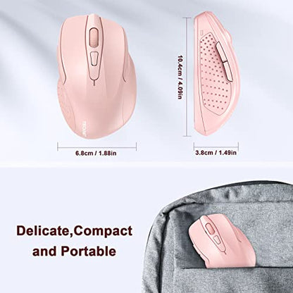 TECKNET Wireless Mouse, 2.4G Ergonomic Optical Mouse, Computer Mouse for Laptop, PC, Computer, Chromebook, Notebook, 6 Buttons, 24 Months Battery Life