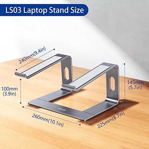 BESIGN LS03 Aluminum Laptop Stand, Ergonomic Detachable Computer Stand, Riser Holder Notebook Stand Compatible with Air, Pro, Dell, HP, Lenovo More 10-15.6" Laptops, Black