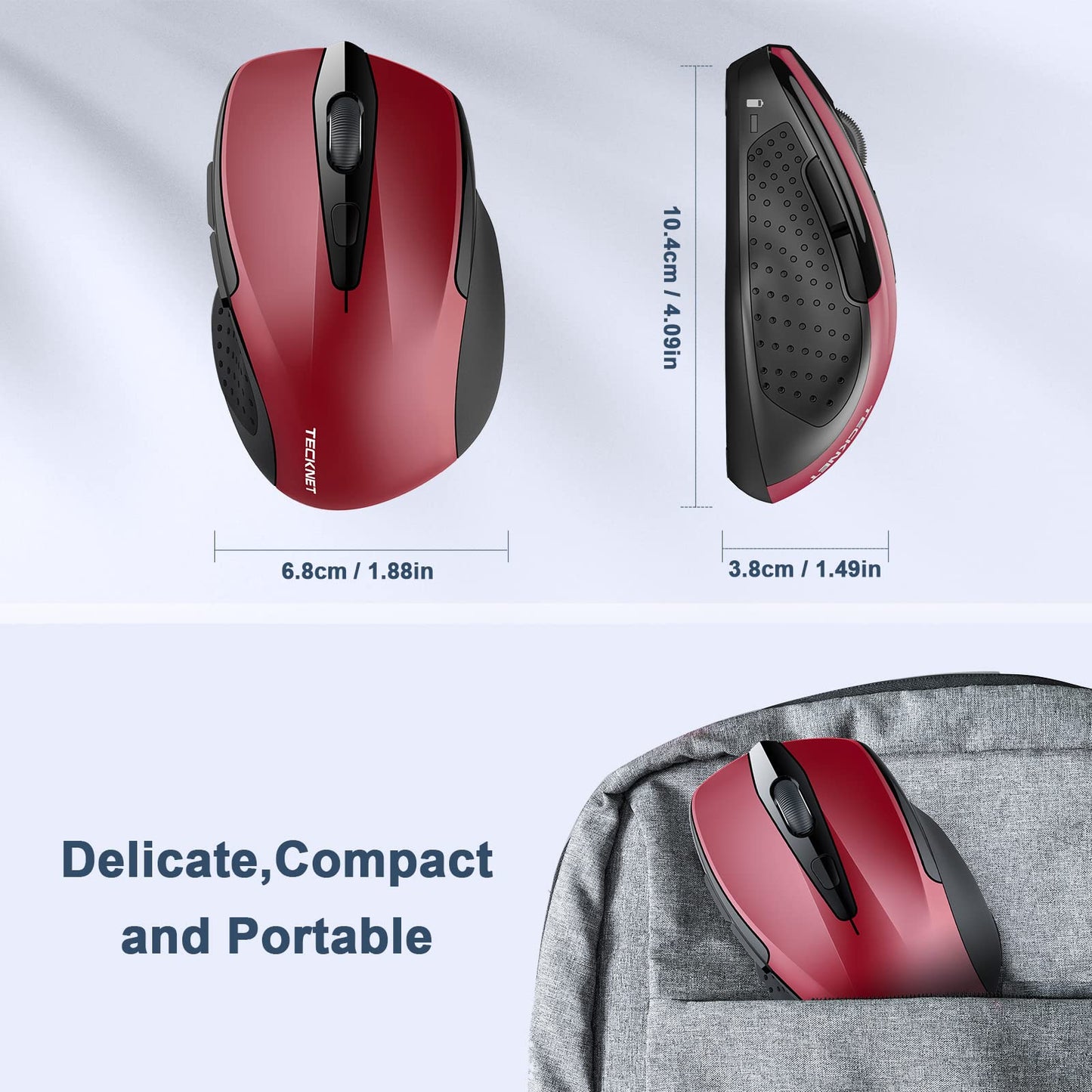 TECKNET Wireless Mouse, 2.4G Ergonomic Optical Mouse, Computer Mouse for Laptop, PC, Computer, Chromebook, Notebook, 6 Buttons, 24 Months Battery Life