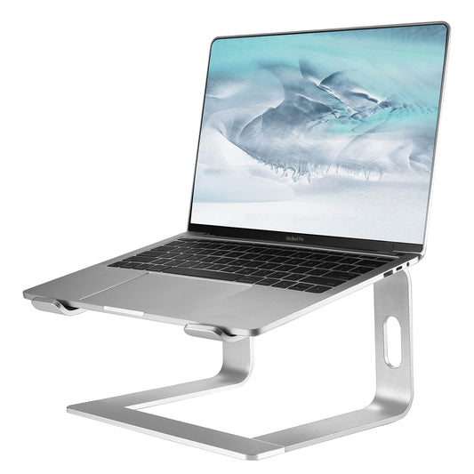 Laptop Stand for Desk - Sturdy Aluminum Computer Stand, Compact Laptop Riser for Desk, Detachable Laptop Holder - Portable Laptop Stand Compatible with 10 to 15.6 in Notebook Computer, Silver